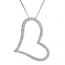 3.70 CTW CZ Sterling Silver Heart 18" Necklace